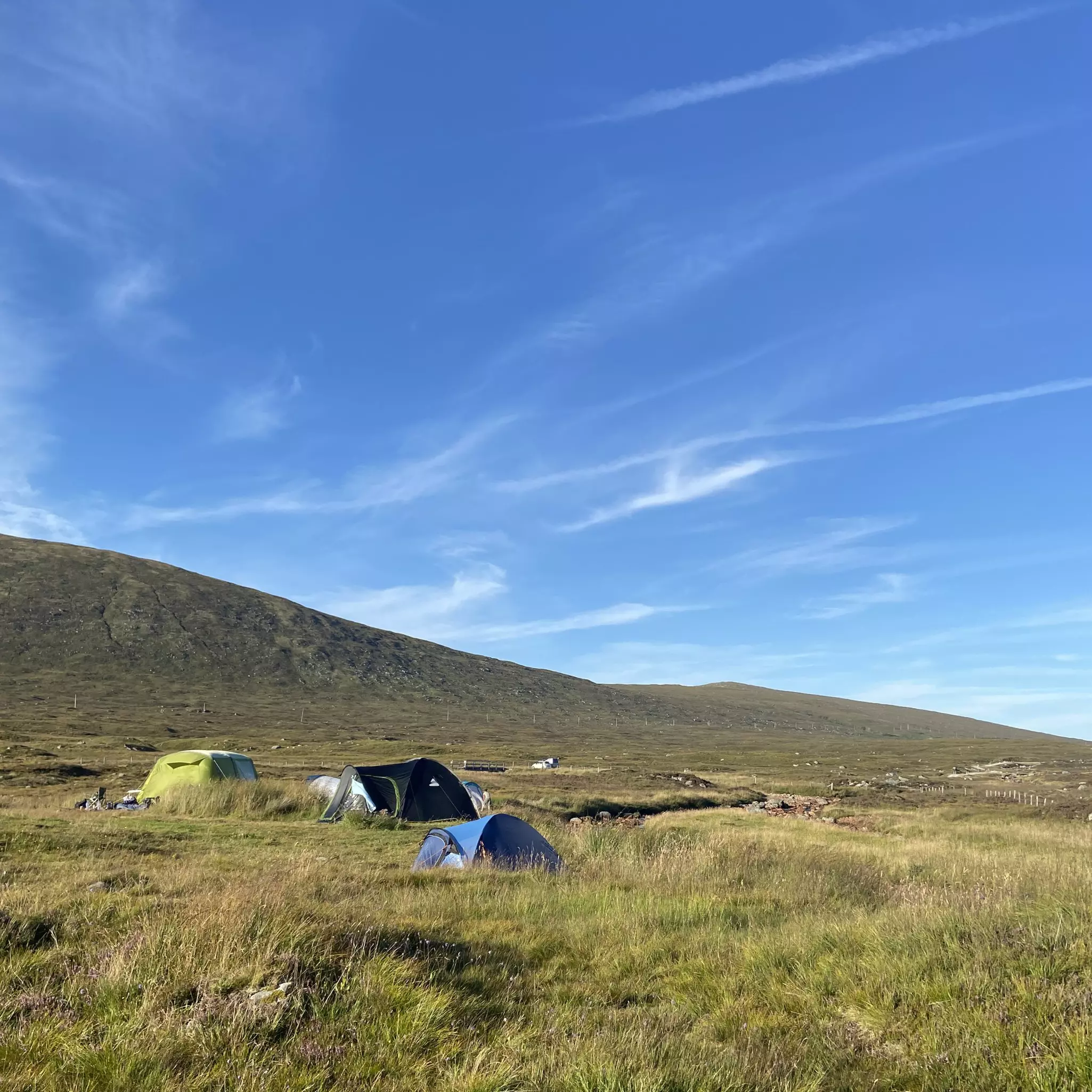 Camping on a hillside on the West Highland Way.