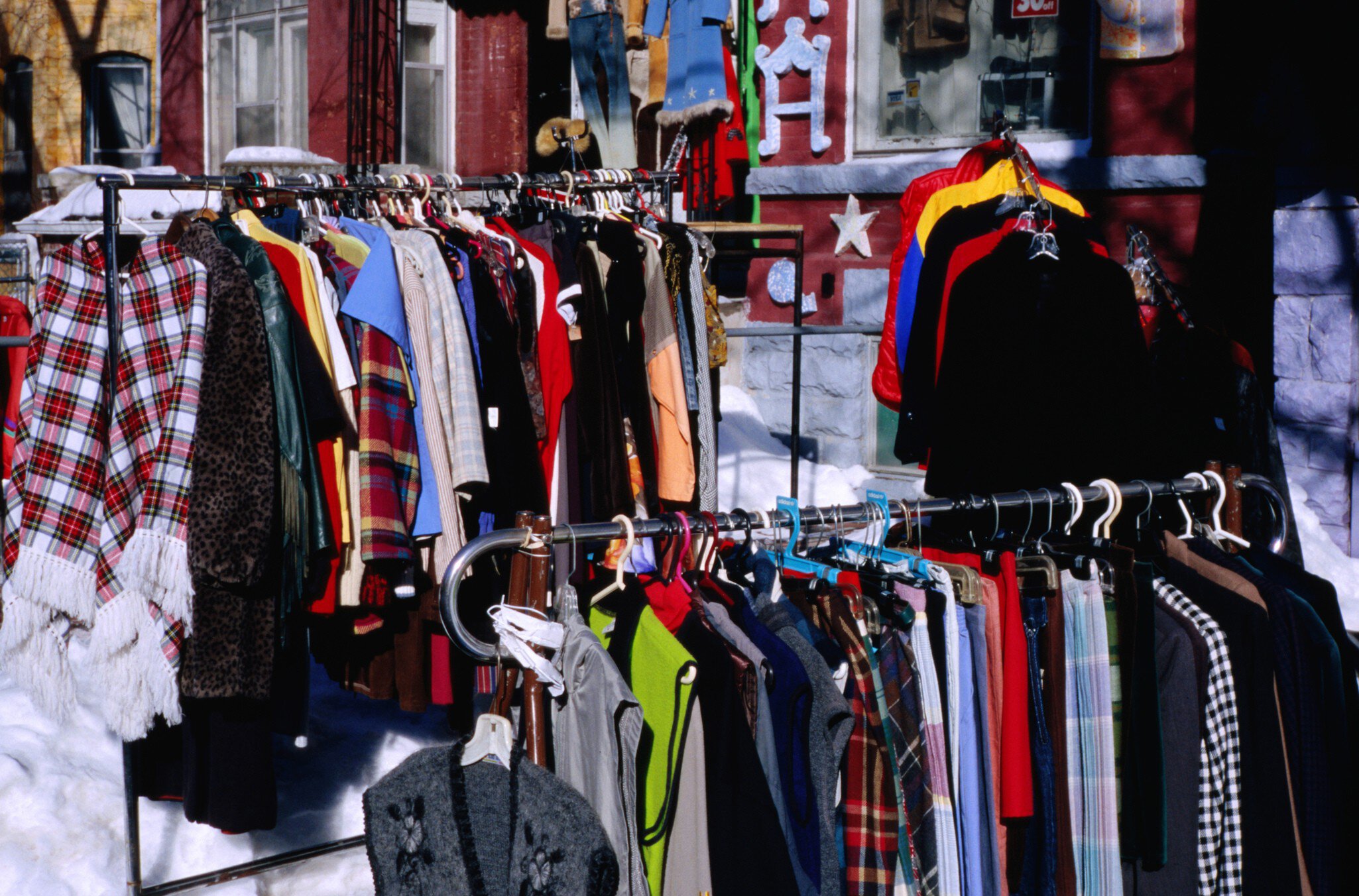 Vintage clothes for sale in Kensington Market.