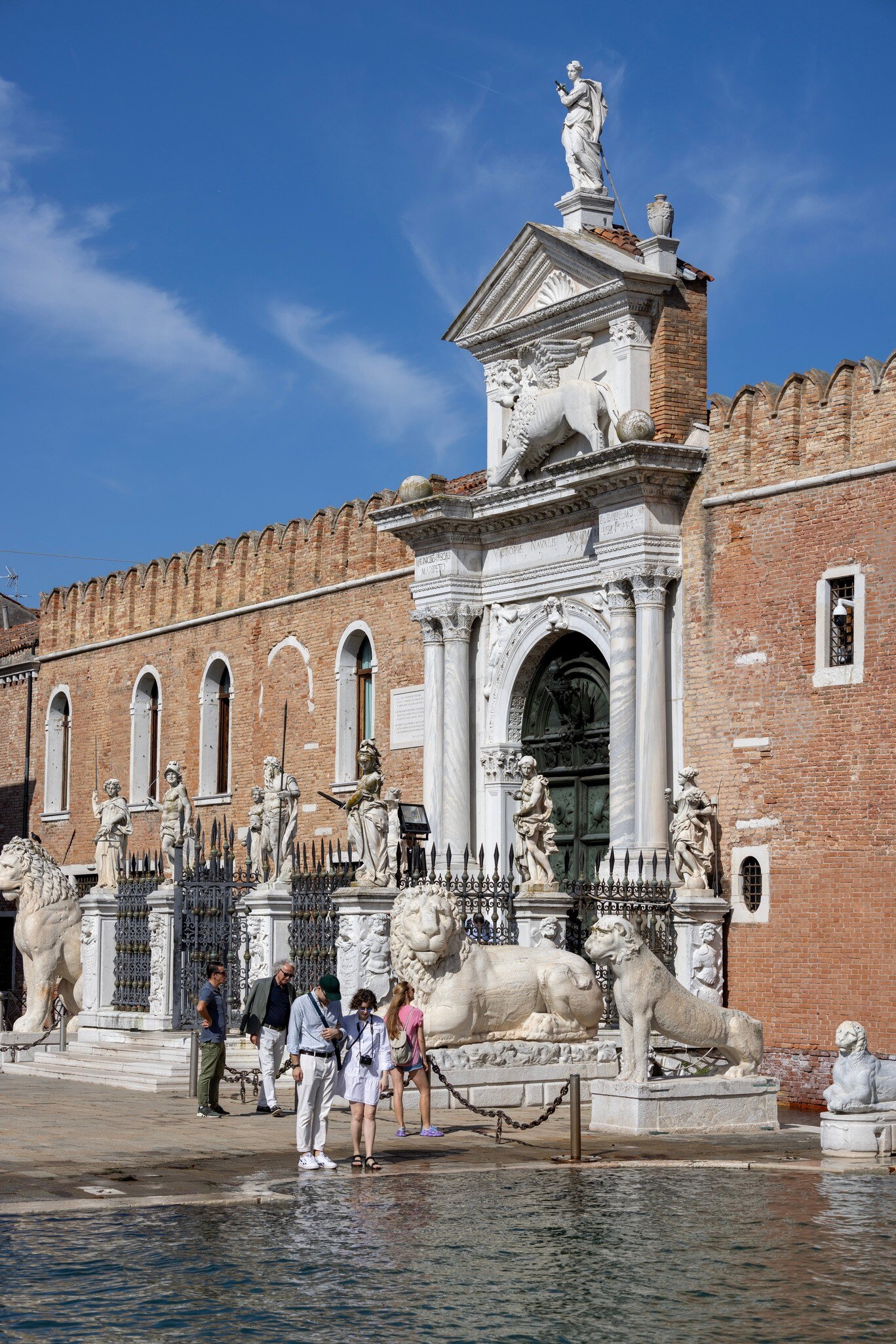 Exterior of the Venetian Arsenal, an old shipyard in Venice, Italy.