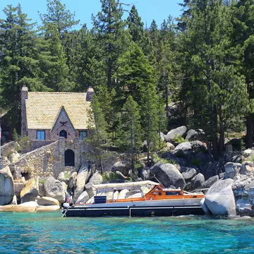 Thunderbird Lodge is located on the east shore of Lake Tahoe.
