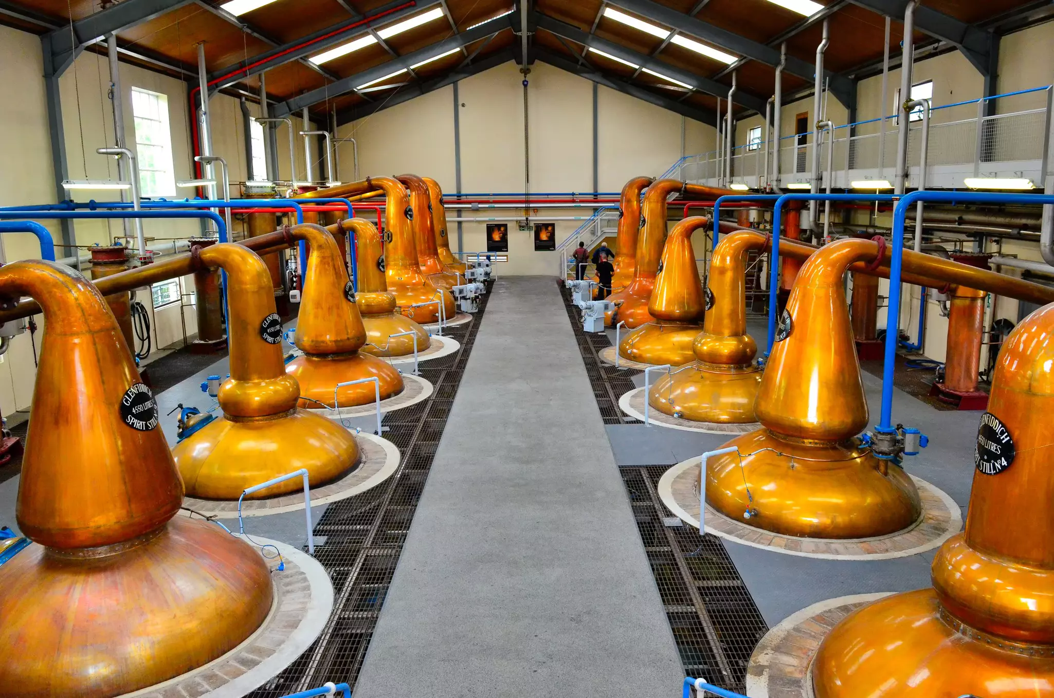 Interior of Glenfiddich distillery hall, Dufftown, Scotland.