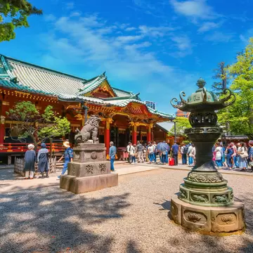 Tokyo, Japan - April 29 2018: Crowded people at Nezu Shrine during the Azalea Festival that held from early April until early May annually  License Type: media  Download Time: 2022-01-07T13:49:28.000Z  User: gwencotter  Is Editorial: Yes  purchase_order:   