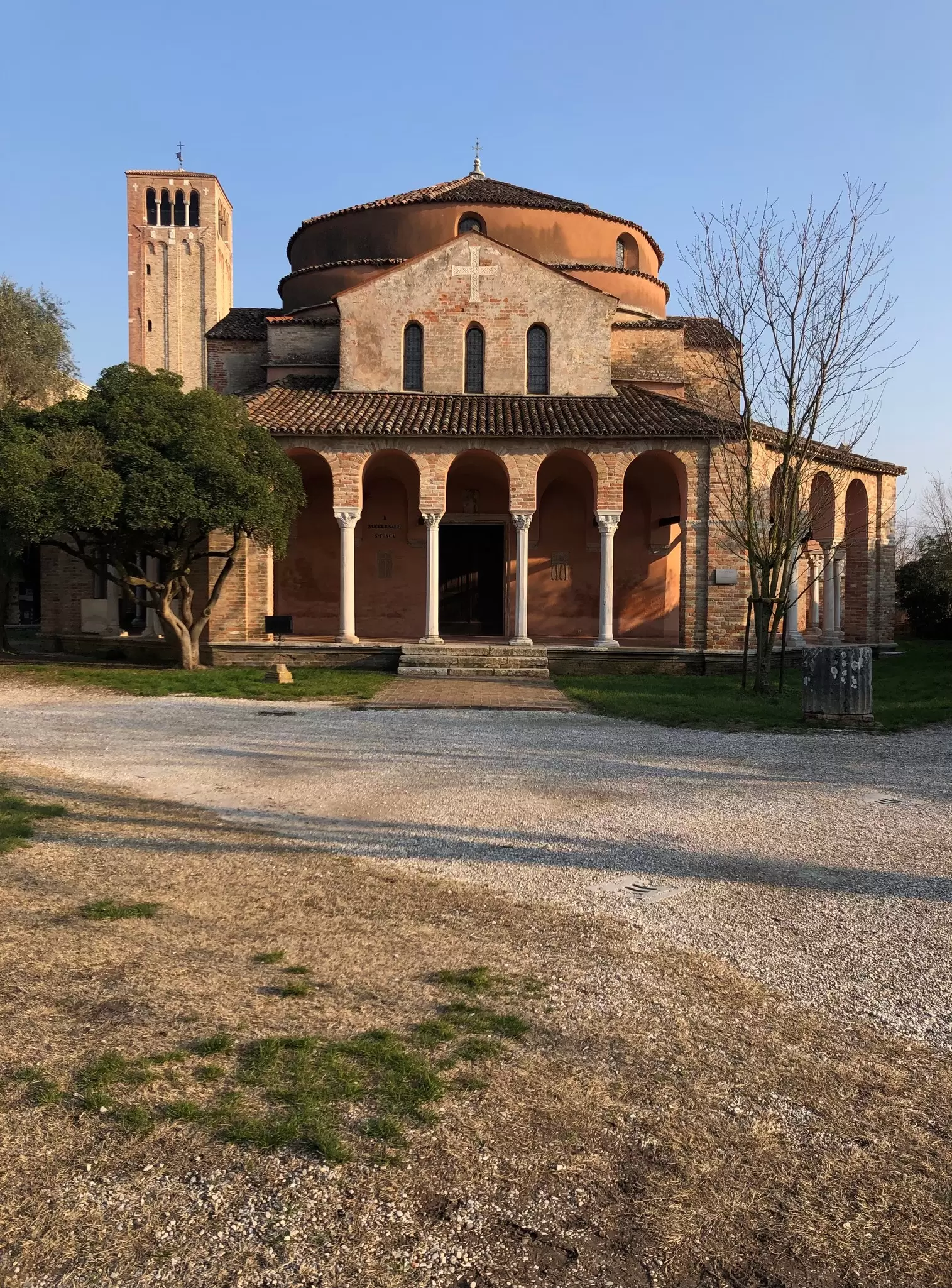 Facade of the Chiesa di Santa Fosca on the island of Torcello in Venice, Italy.