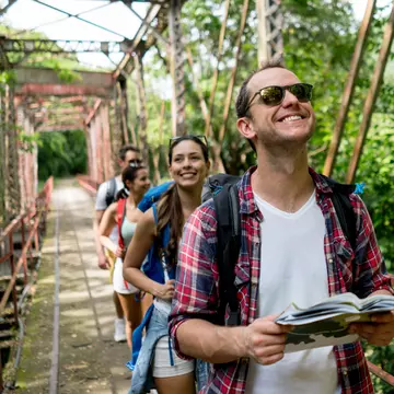 Group hiking through forest in Colombia
828991756