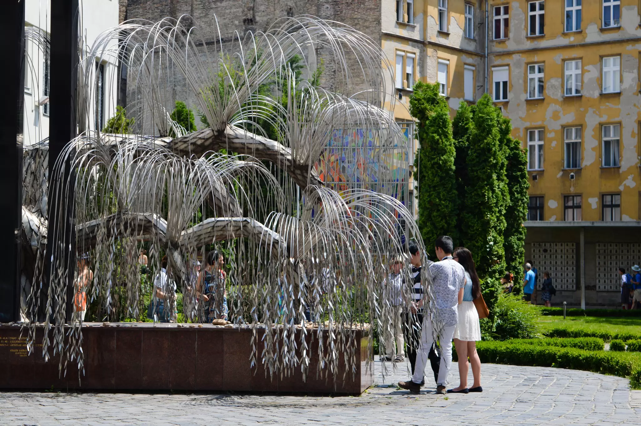 The Holocaust Tree of Life Memorial in the Raoul Wallenberg Memorial Park in Budapest, Hungary.