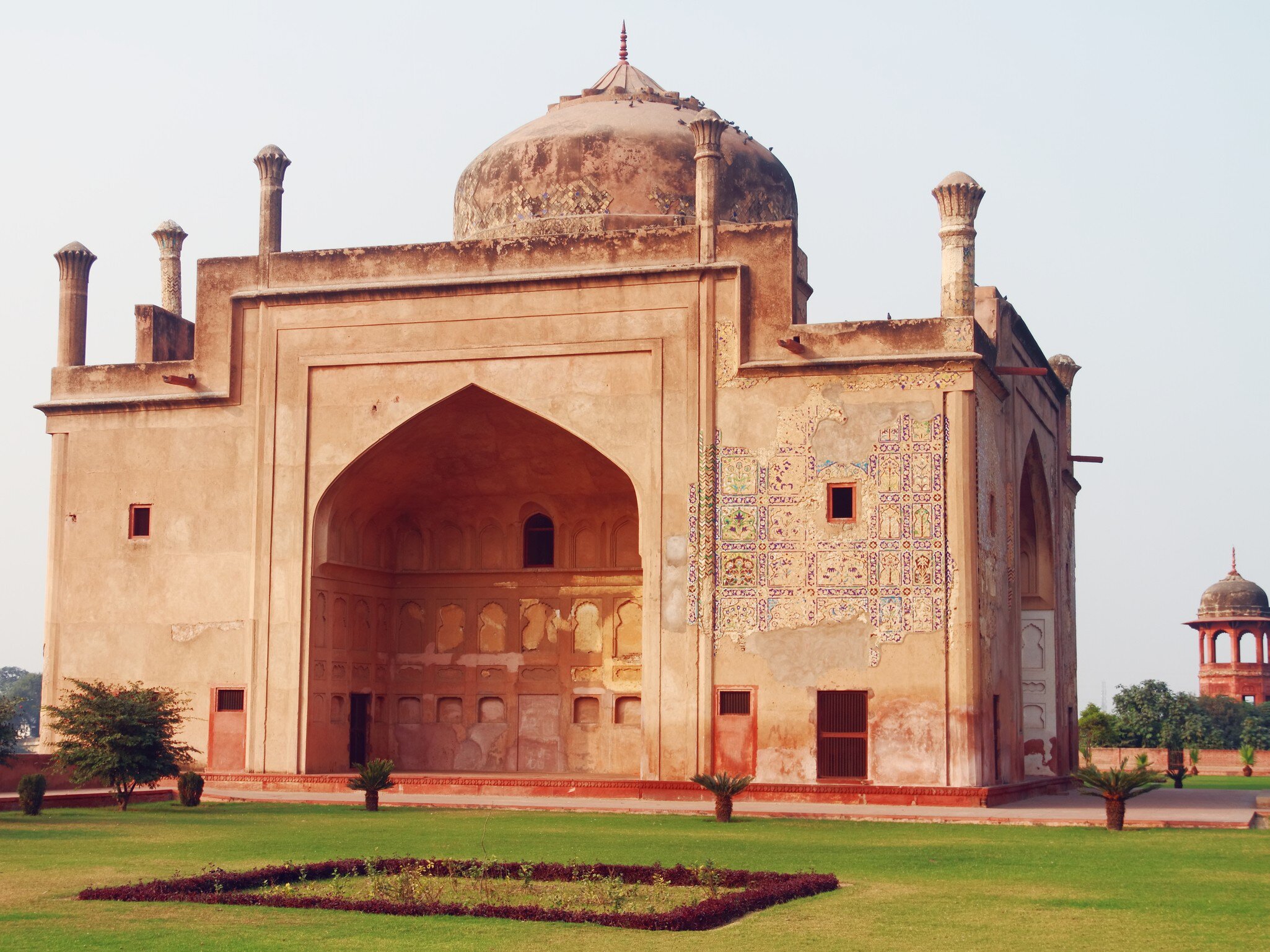 Facade of Chini ka Rauza, a funerary monument in Agra, India, containing the tomb of Allama Afzal Khan Mullah, a scholar and poet who was the Prime Minister of the Mughal Emperor Shah Jahan. 