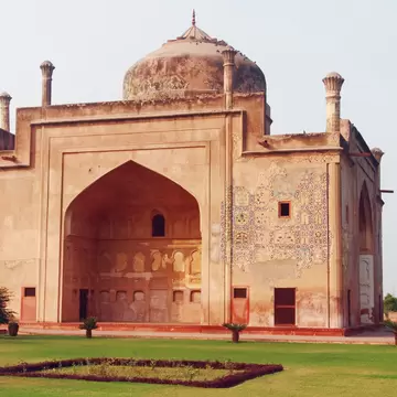 Facade of Chini ka Rauza, a funerary monument in Agra, India, containing the tomb of Allama Afzal Khan Mullah, a scholar and poet who was the Prime Minister of the Mughal Emperor Shah Jahan. 