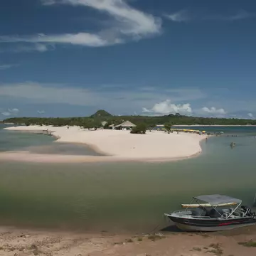 The Amazon white sand beach Alter do Chão.