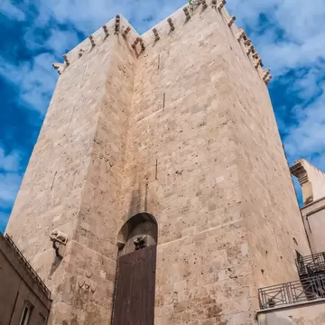 Torre dell'Elefante (Tower of the elephant), a medieval tower in the Castello district of Cagliari, Sardinia, Italy.