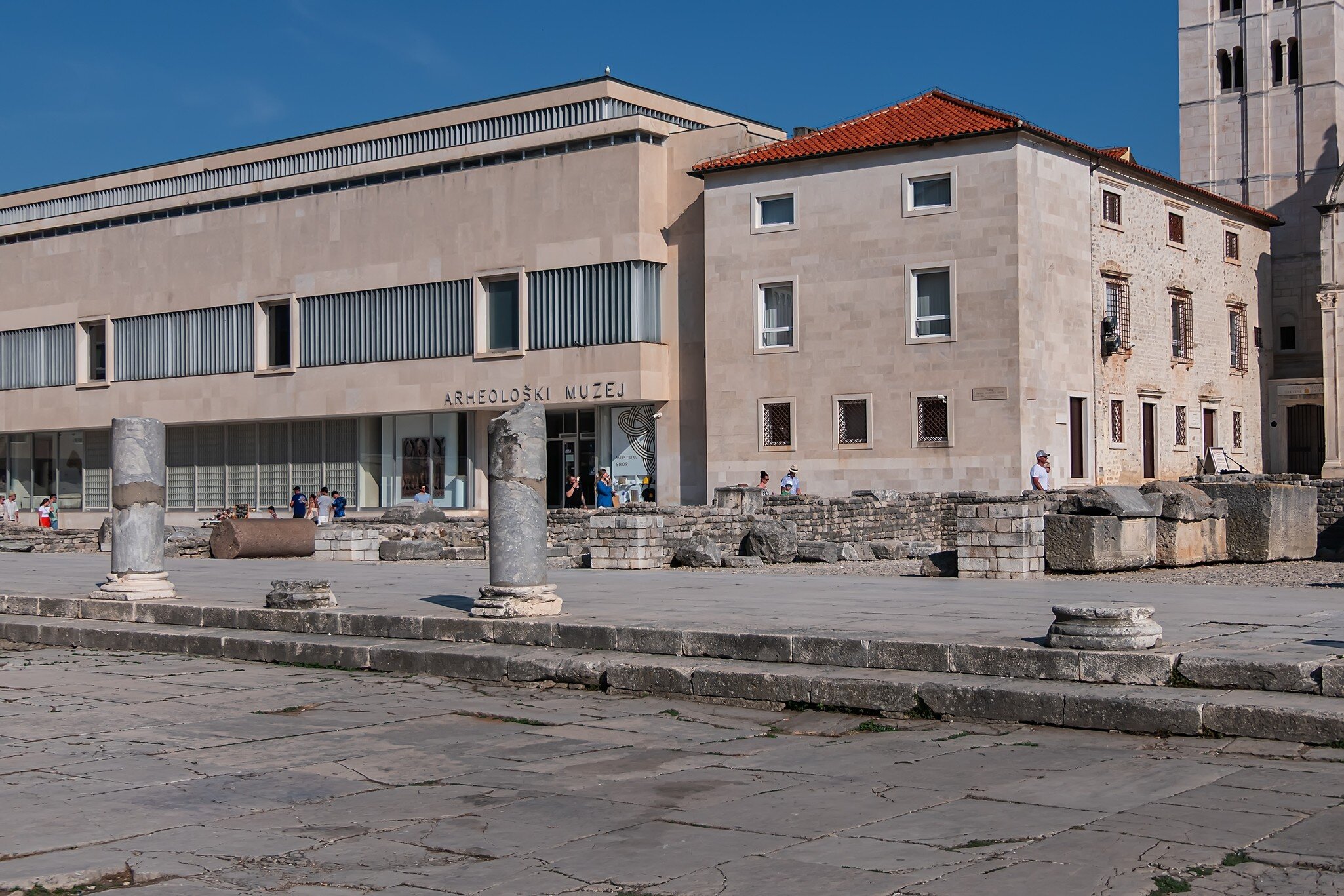 ZADAR, CROATIA - August 18, 2025: John Paul II Square and Ruins of ancient Roman forum, Donat church, cathedral with its belfry, Archaeological Museum., License Type: media, Download Time: 2026-02-23T00:47:05.000Z, User: LP_YKhanna, Editorial: true, purchase_order: 65050 - Digital Destinations and Articles, job: LP, client: App Content, other: Yuvraj Khanna