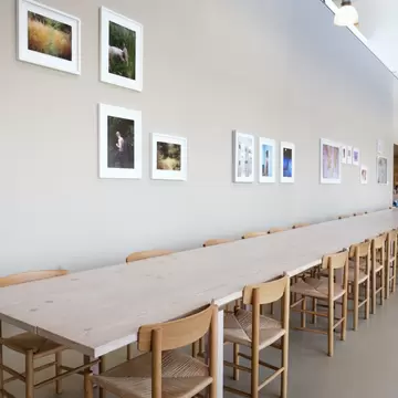 Interior of Darcy's & CC (formerly Connie Connie), the café at Copenhagen Contemporary. 