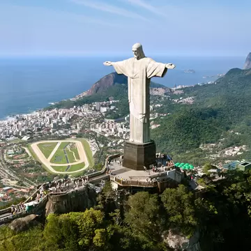 Statue of Christ (Cristo Redentor de los Andes) near mountain pass Paso Los Libertadores, Argentina, Chile