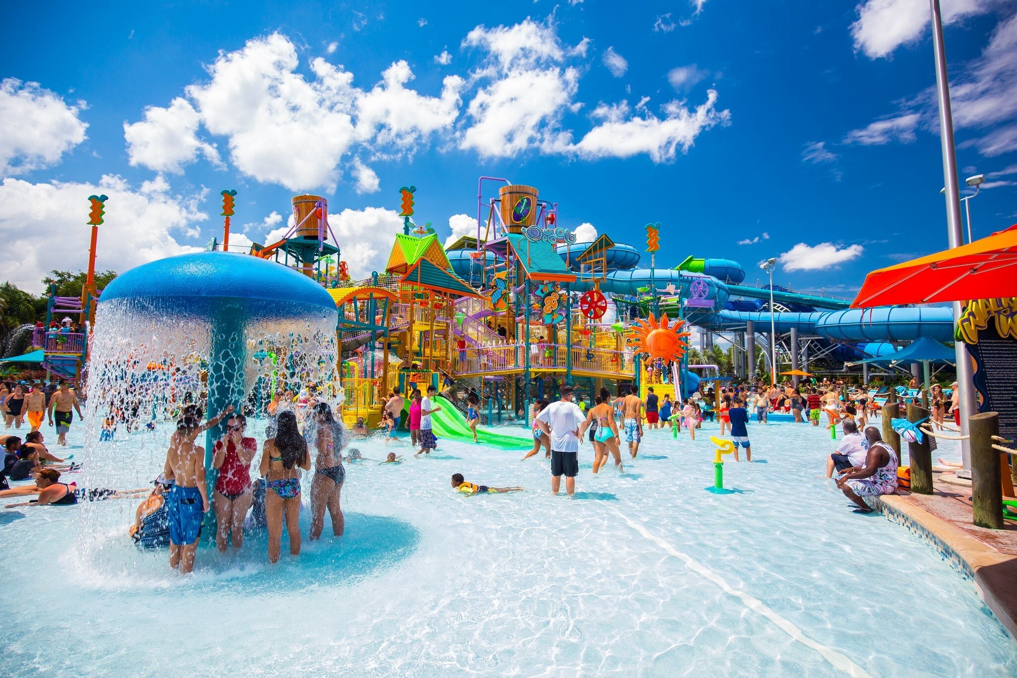 USA. FLORIDA. ORLANDO. AUGUST 2018: Water parks Aquatica -  Sea World. Water slides.