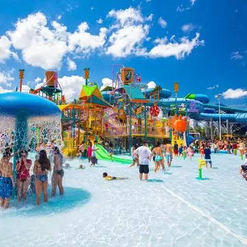 USA. FLORIDA. ORLANDO. AUGUST 2018: Water parks Aquatica -  Sea World. Water slides.
