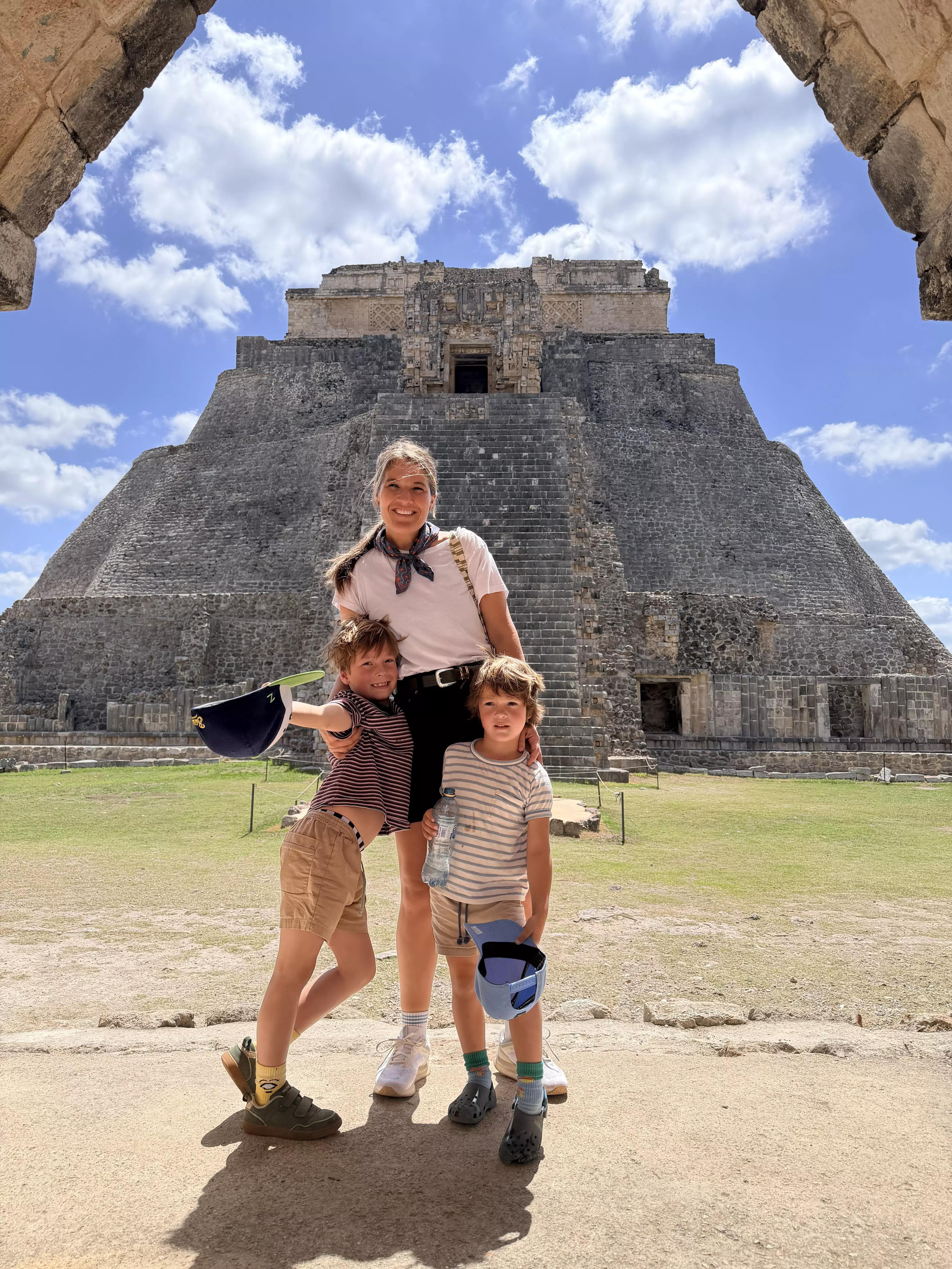Uxmal Mayan ruins with the boys