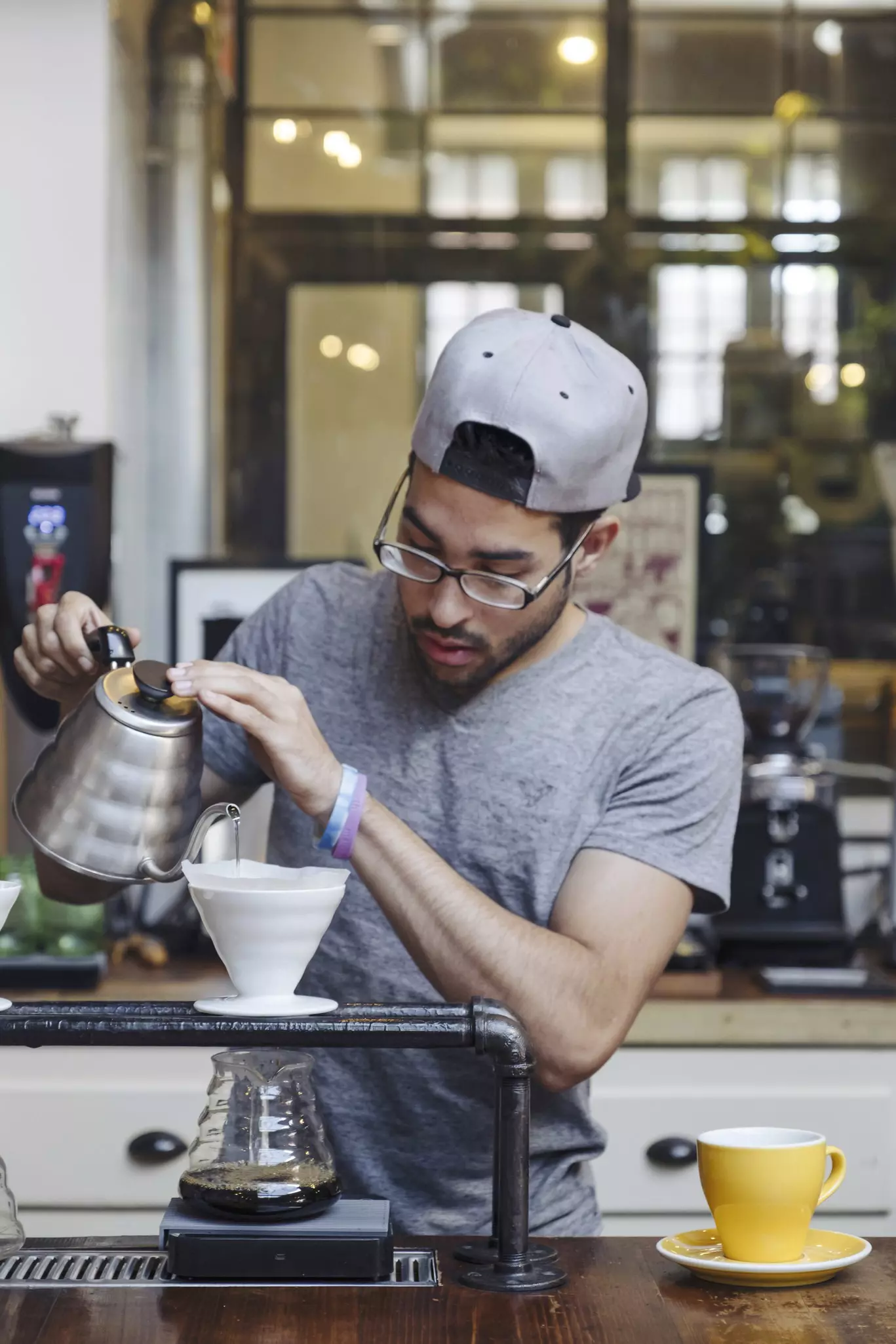 A barista makes a coffee at Devoción in Williamsburg.