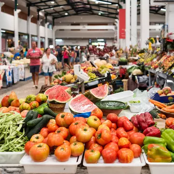 A colorful food market in Portugal