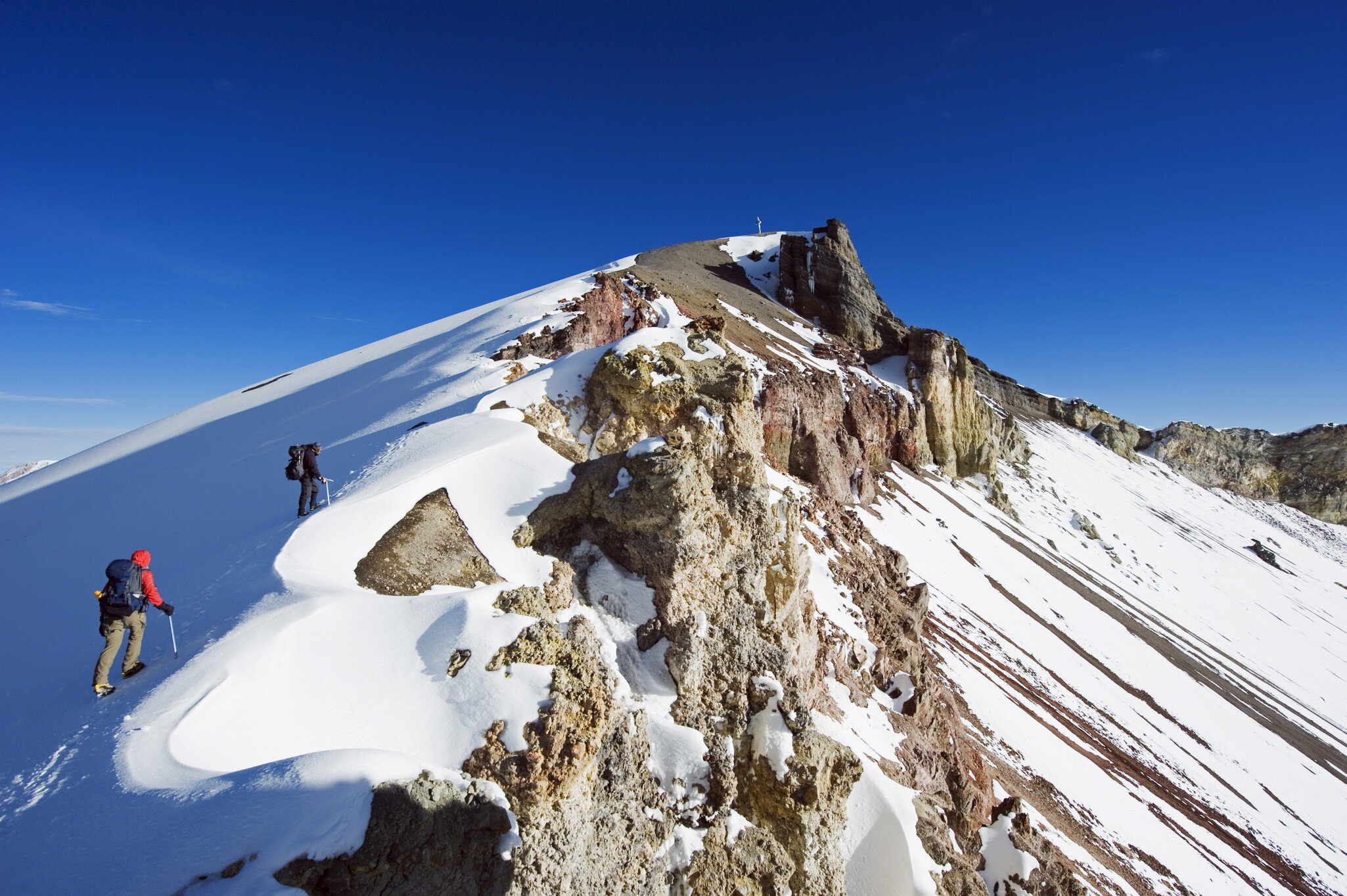 Climbers near the summit of El Misti volcano in Arequipa, Peru.