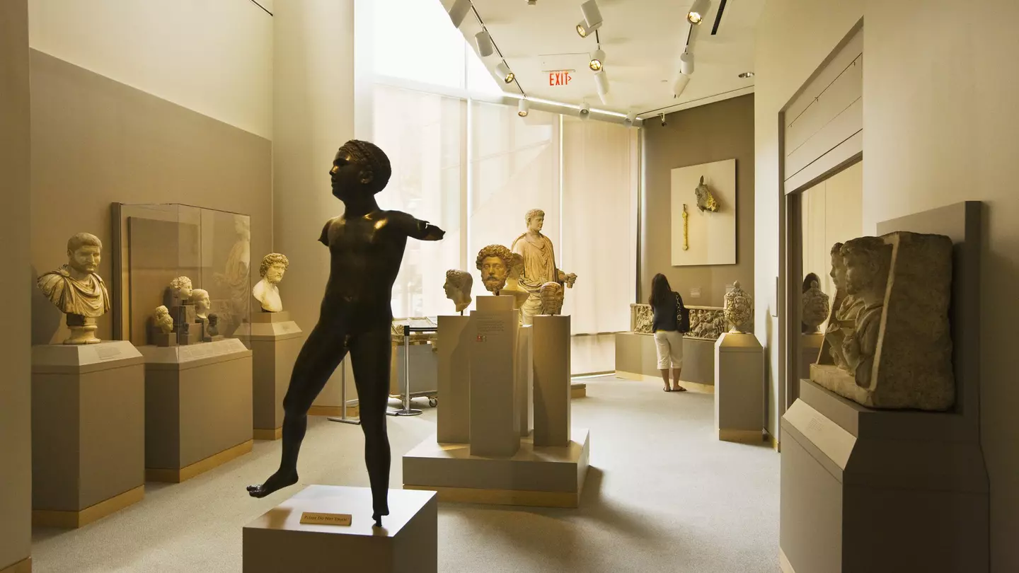 Ancient art of sculptures at Walters Art Museum in the Mount Vernon neighborhood of Baltimore.