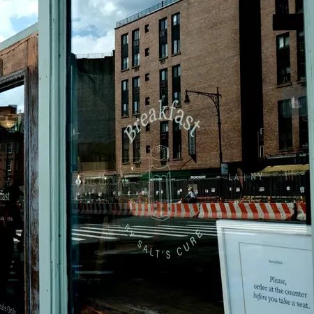 Front window of Breakfast by Salt's Cure, West Village, NYC