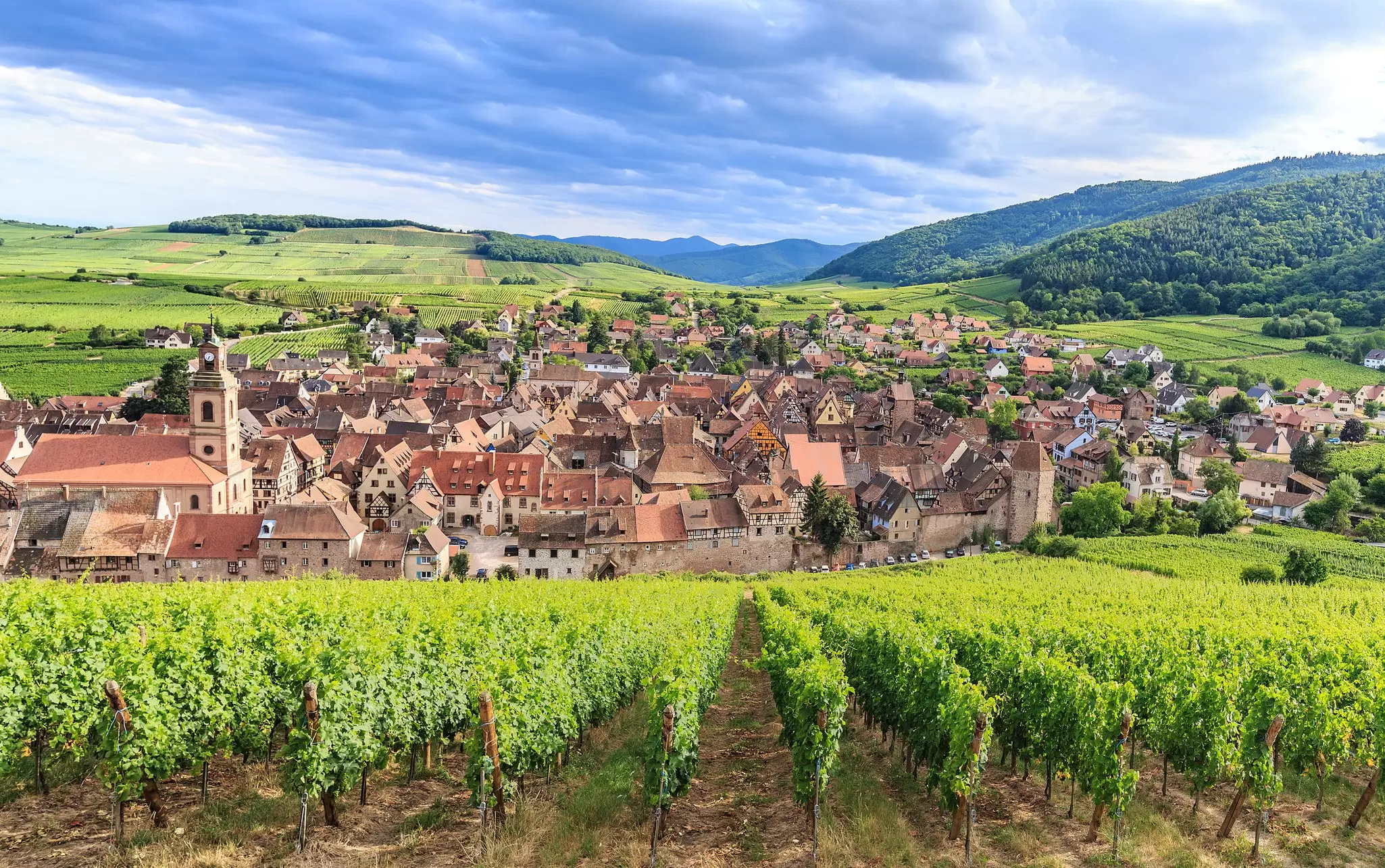 The Riquewihr village in Alsace, France. pigprox/Getty Images