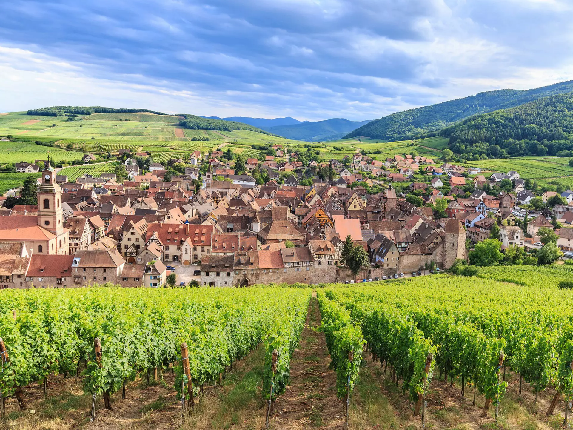 The Riquewihr village in Alsace, France. pigprox/Getty Images