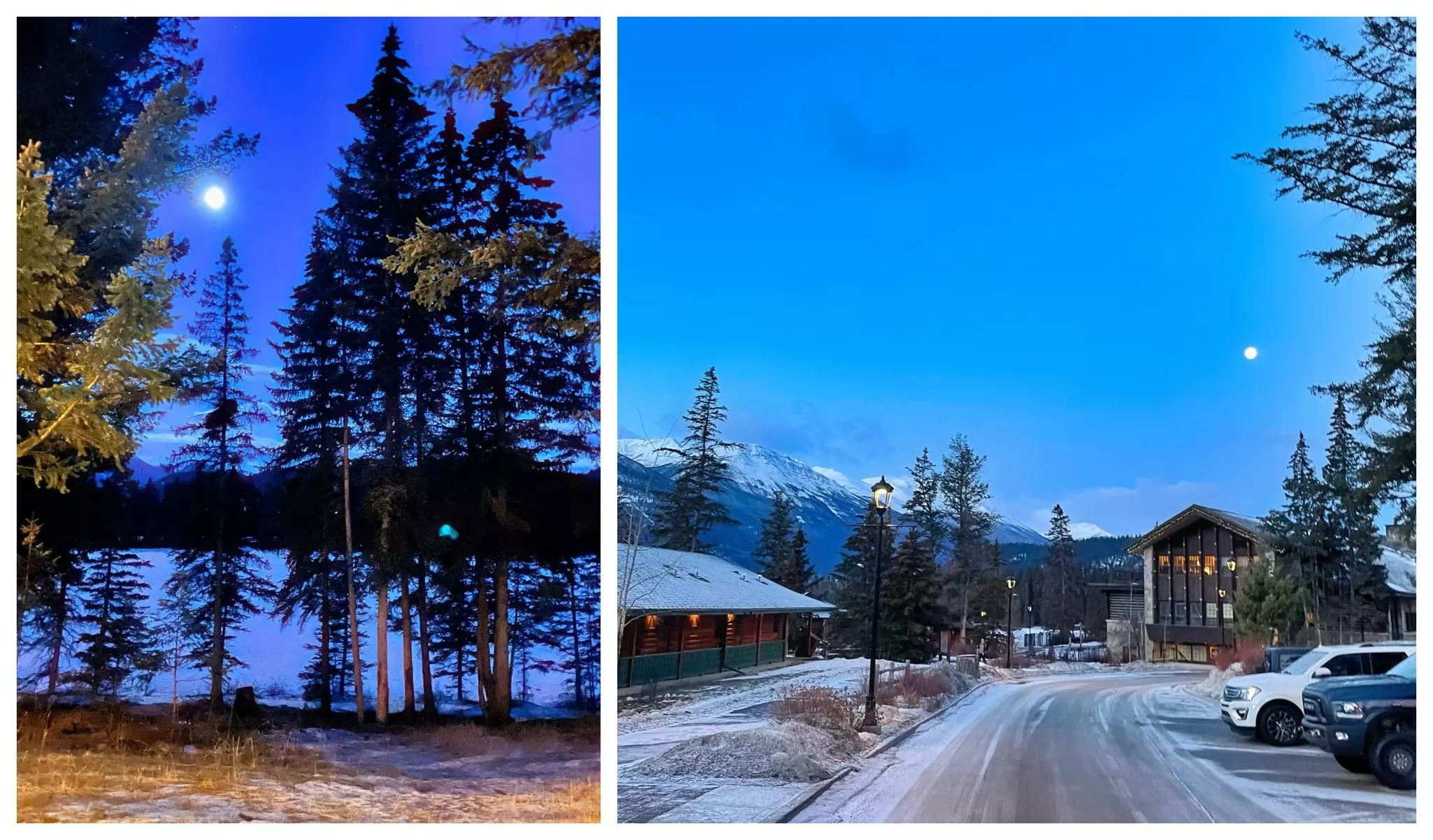 Jasper Park Lodge under a full moon © Marcia DeSanctis
