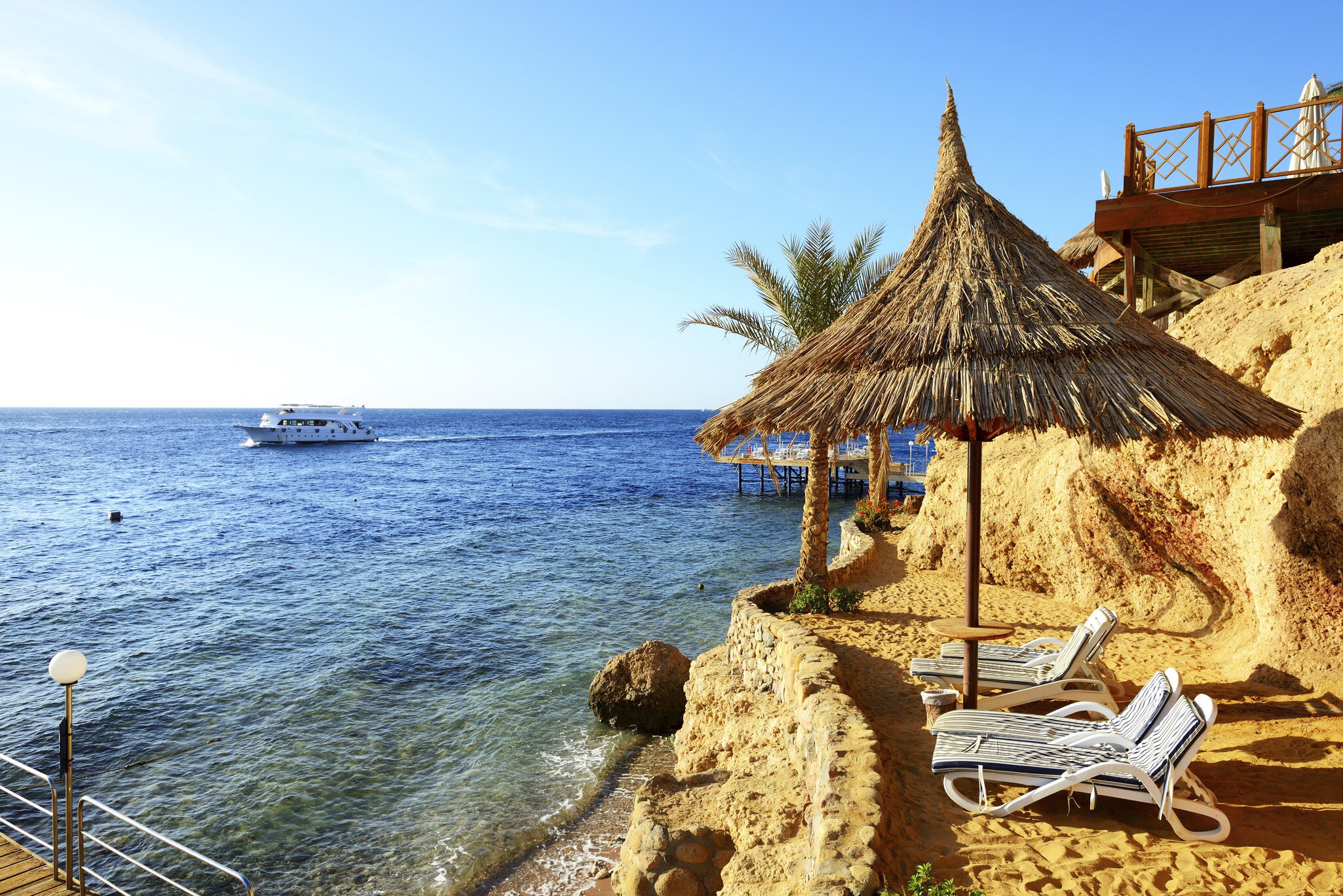 Sunrise and beach at the luxury hotel