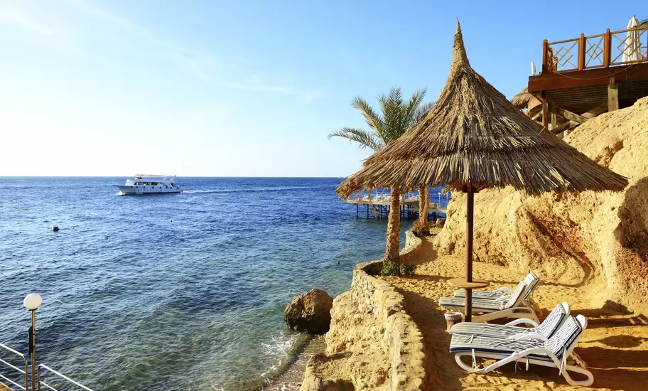 Sunrise and beach at the luxury hotel