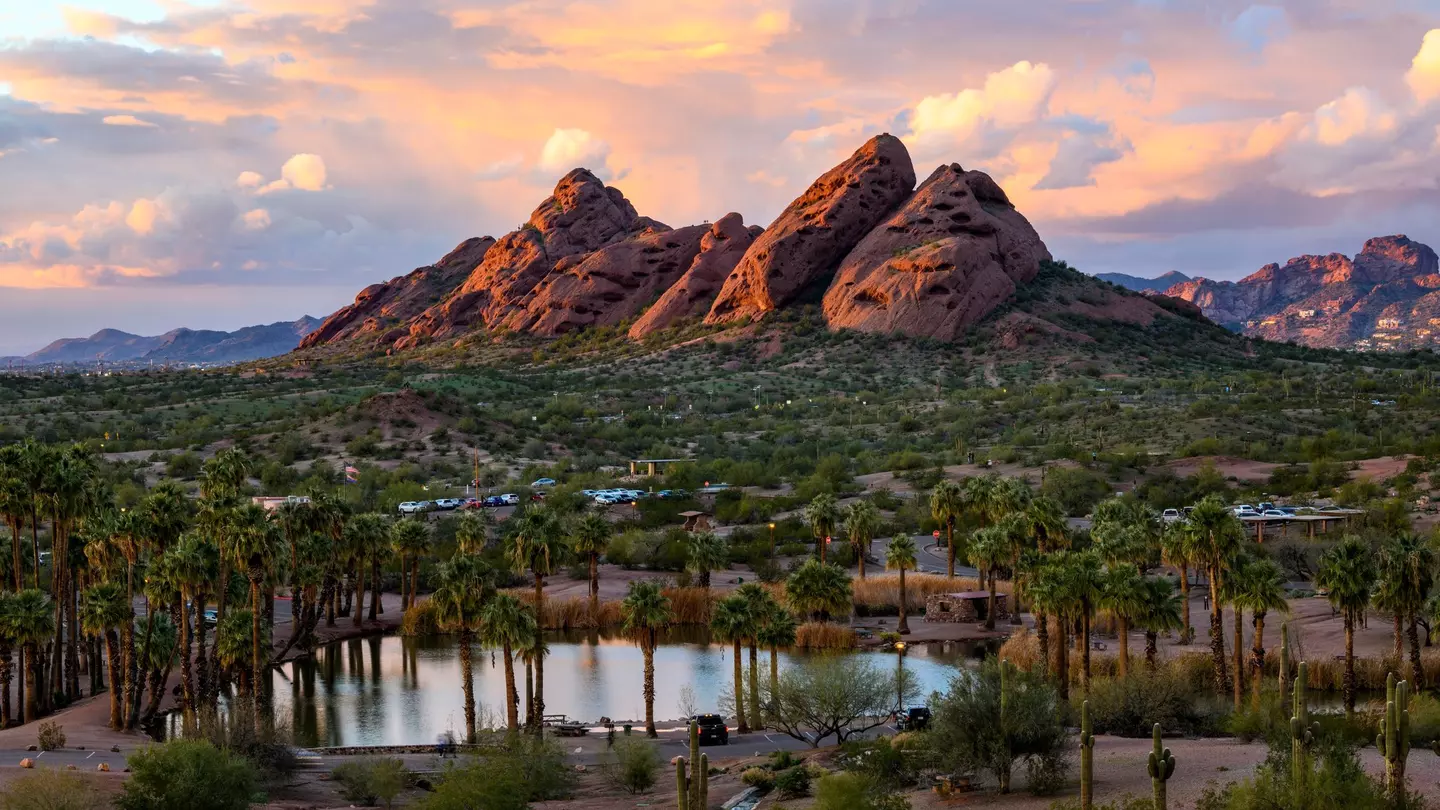 Evening light over Papago Park in Phoenix, Arizona.