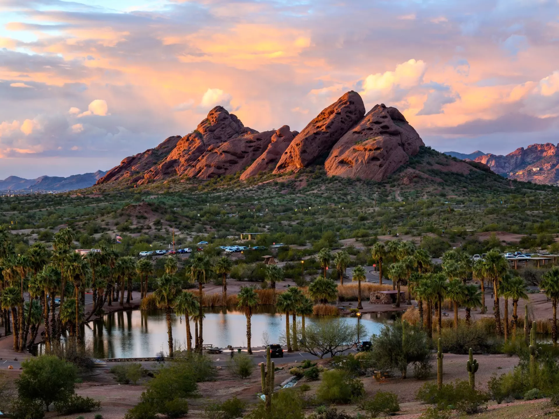 Evening light over Papago Park in Phoenix, Arizona.
