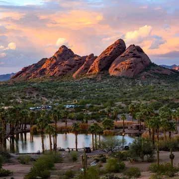 Evening light over Papago Park in Phoenix, Arizona.