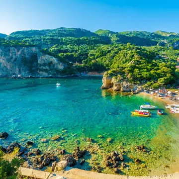 Paleokastritsa in Corfu has one of the best beaches in Greece. Balate.Dorin/Shutterstock