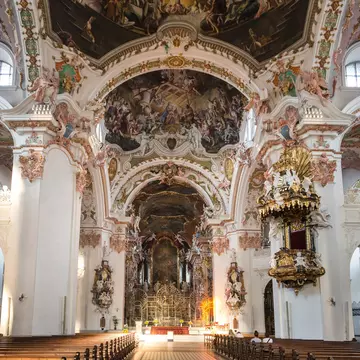 EINSIEDELN, SWITZERLAND - SEPTEMBER 11, 2016: A view of the interior of the Einsiedeln abbey, a famous catholic church in Canton Schwitz.; Shutterstock ID 490585963;