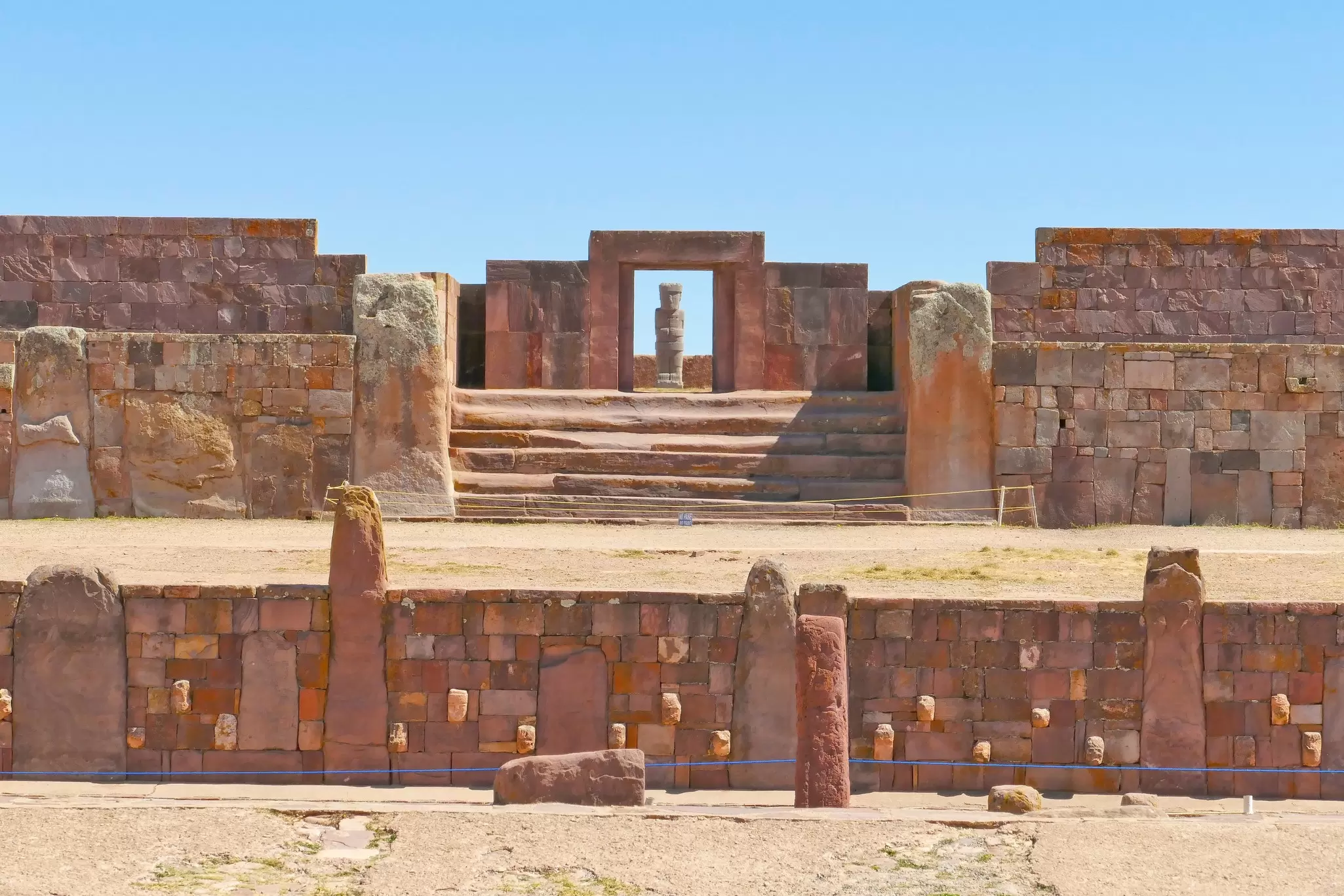 The 2000 year old archway at the Pre-Inca site of Tiwanaku near La Paz in Bolivia.