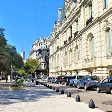 Exterior view of Palacio Paz in Buenos Aires, Argentina.