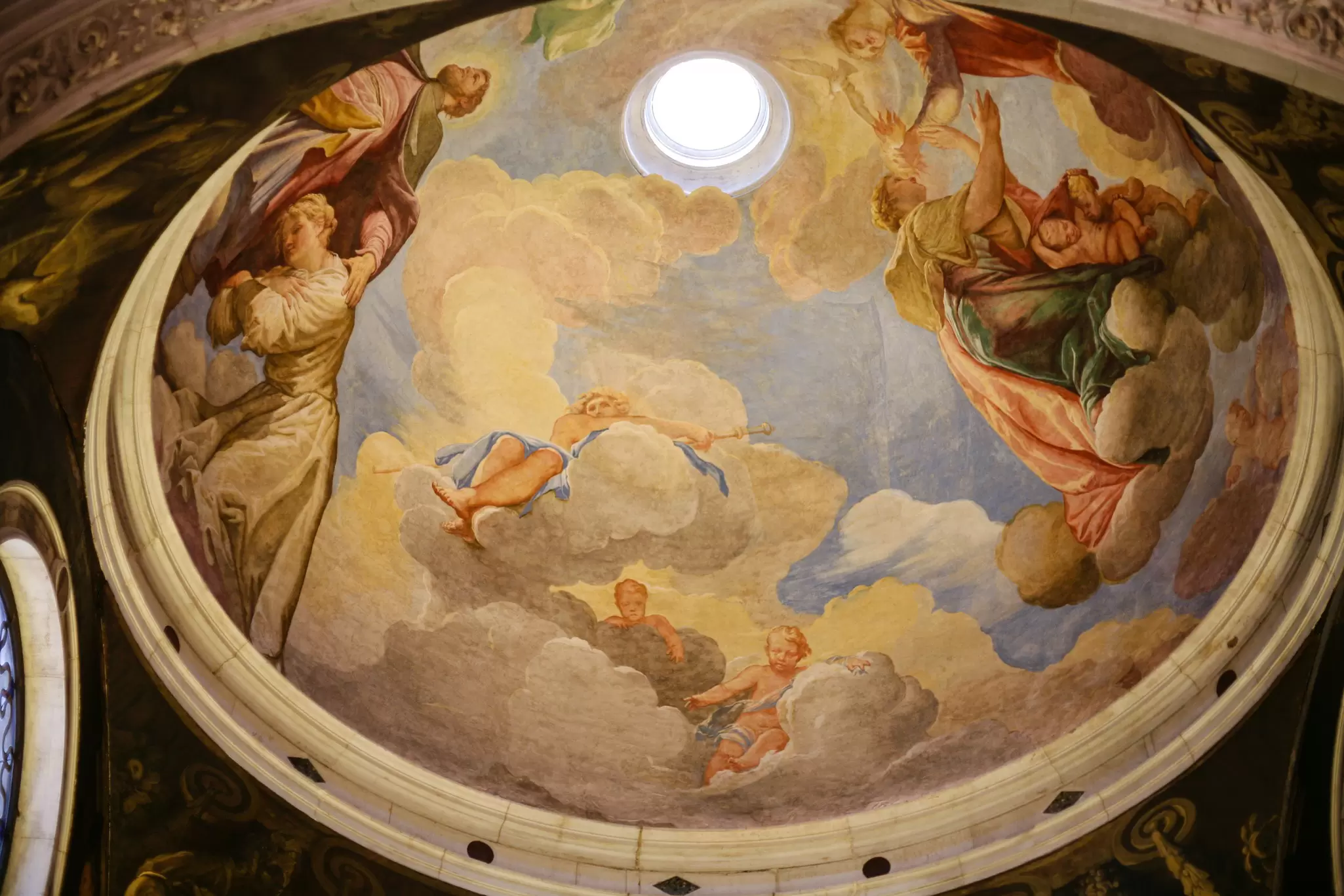 Painted ceiling in the Scuola Grande di San Rocco in Venice, Italy.