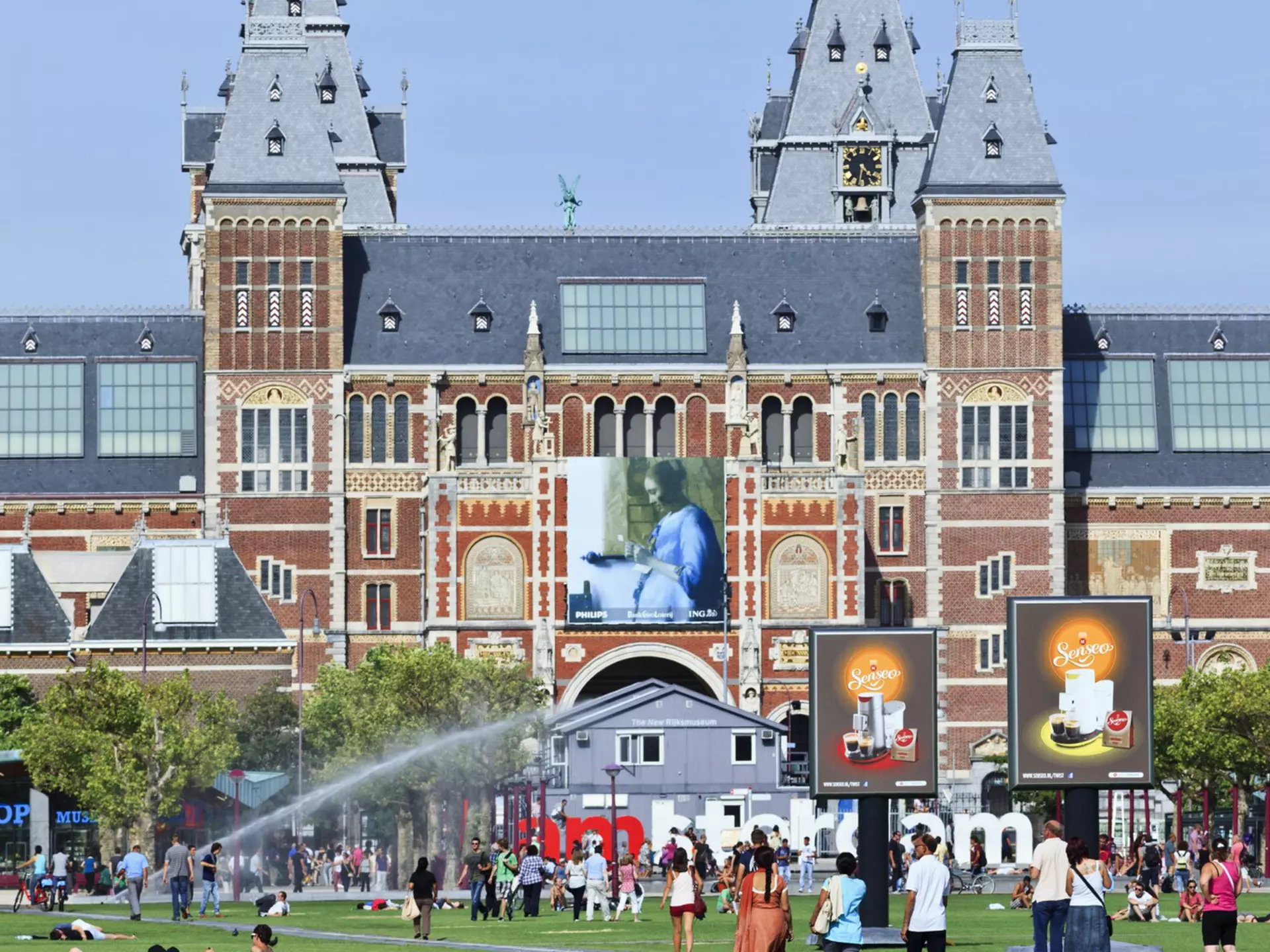 AMSTERDAM-AUG. 17, 2012. Museum square on Aug. 17, 2012 in Amsterdam. Several museums are located around the very touristy square: Rijksmuseum, Van Gogh Museum, Stedelijk Museum and Diamond Museum., License Type: media, Download Time: 2025-12-01T16:33:20.000Z, User: dermothegarty77, Editorial: true, purchase_order: 56530 - Guidebooks, job:  Global Publishing WIP, client: Western Europe 16, other: Dermot Hegarty