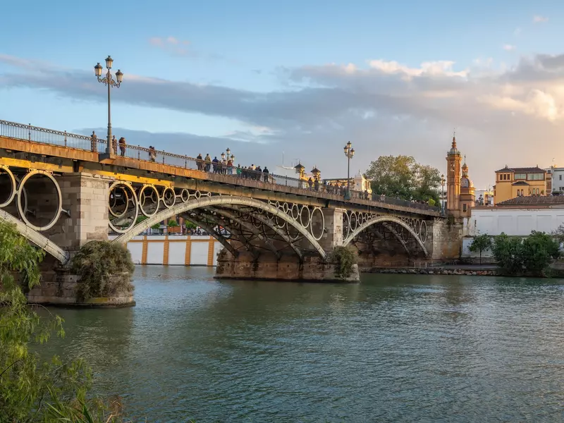 A Spanish bridge at sunset 