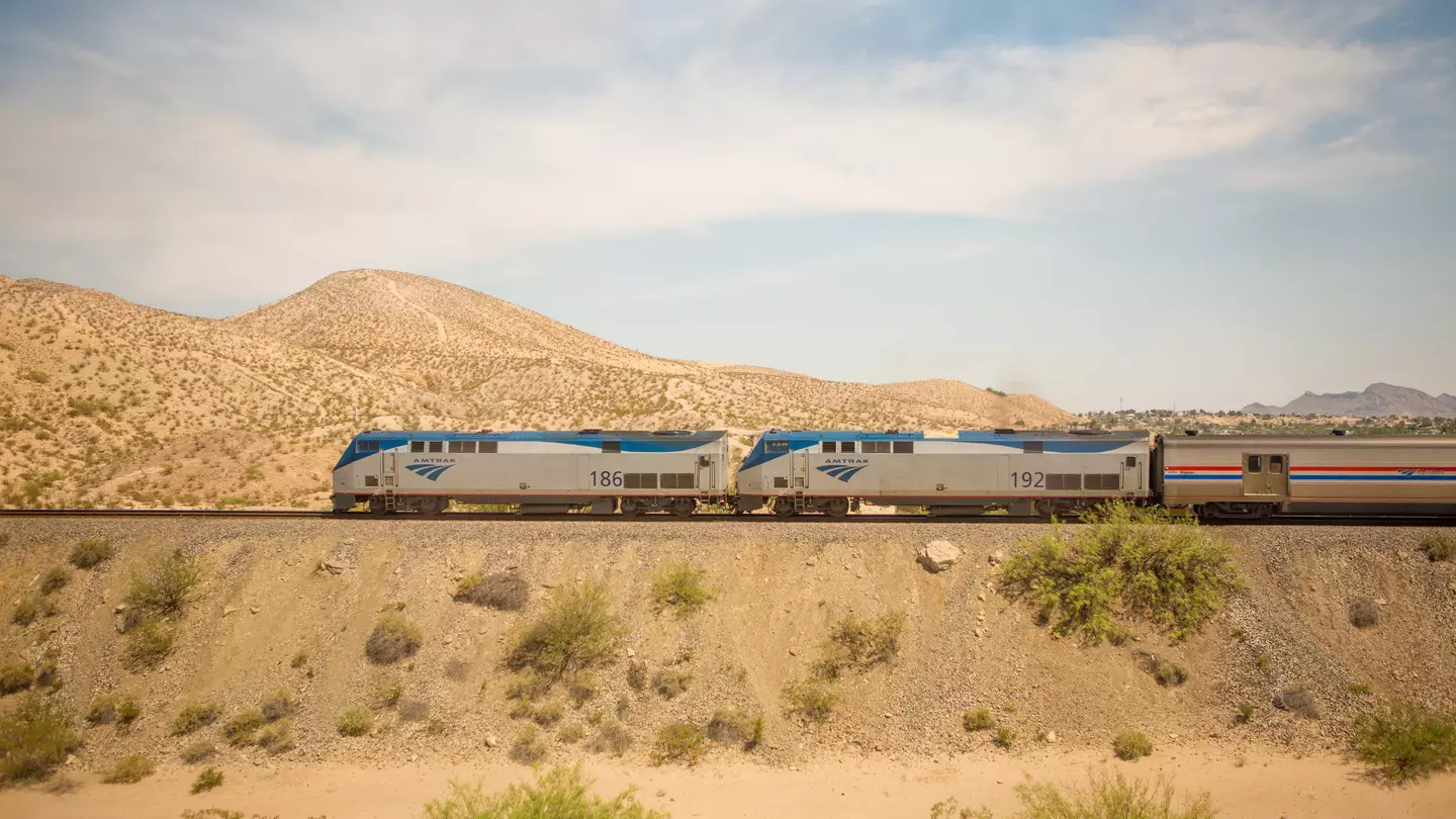 Amtrak train in the New Mexico desert © Kris Davidson / Lonely Planet