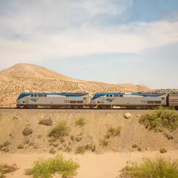 Amtrak train in the New Mexico desert © Kris Davidson / Lonely Planet