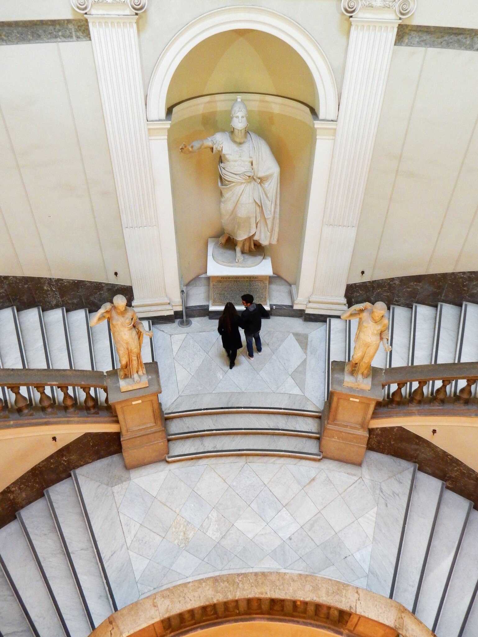 View of the staircase of the National Archaeological Museum of Naples (MANN) in Naples, Italy.