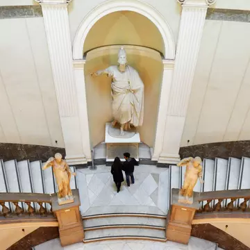 View of the staircase of the National Archaeological Museum of Naples (MANN) in Naples, Italy.