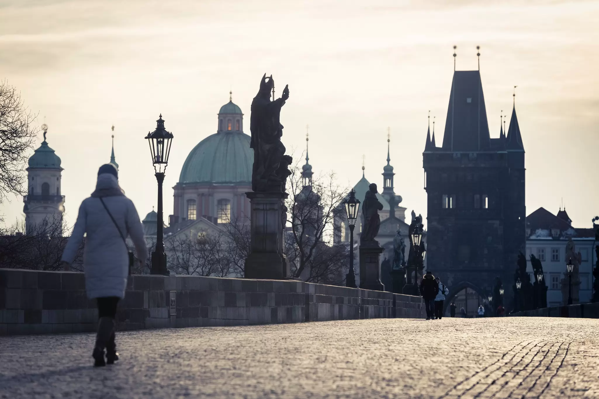 The Charles Bridge in Prague on a quiet winter day