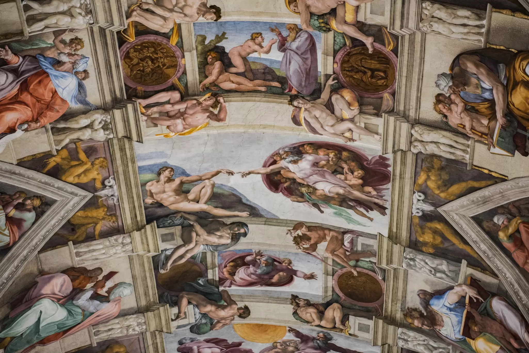 Details of Michelangelo's fresco on the Sistine Chapel in the Vatican Museums in Vatican City, Rome, Italy.