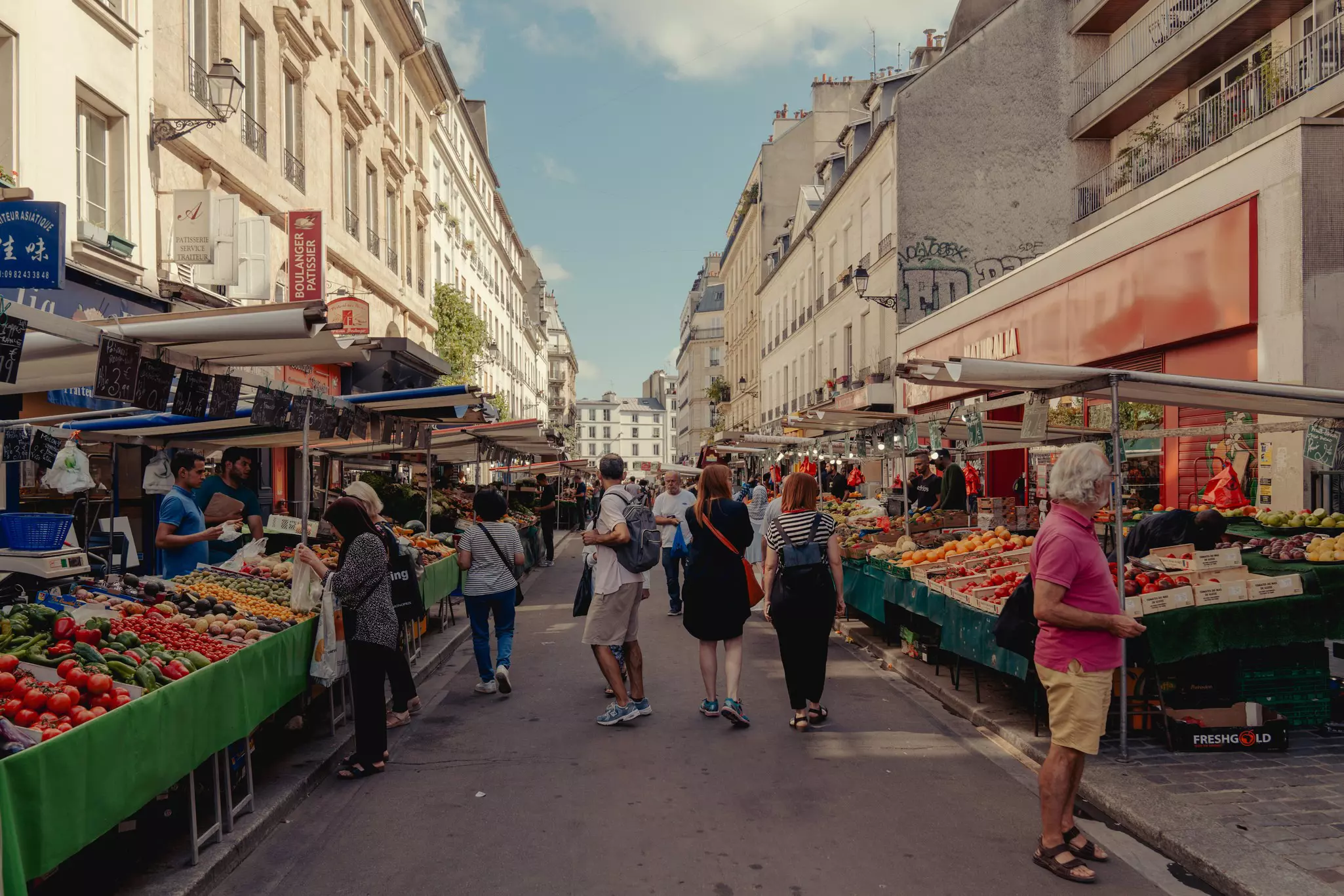 Shoppers in a fresh-food market