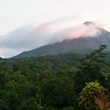 Arenal Volcano, with its a recognizable conical shape, is surrounded by a national park.