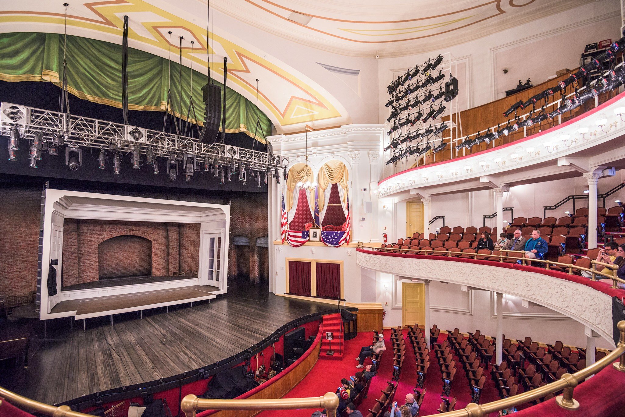 WASHINGTON - APRIL 12, 2015: Stage and seating of Ford's Theatre. The theater is infamous as the site of President Abraham Lincoln's assassination by John Wilkes Booth in 1865.