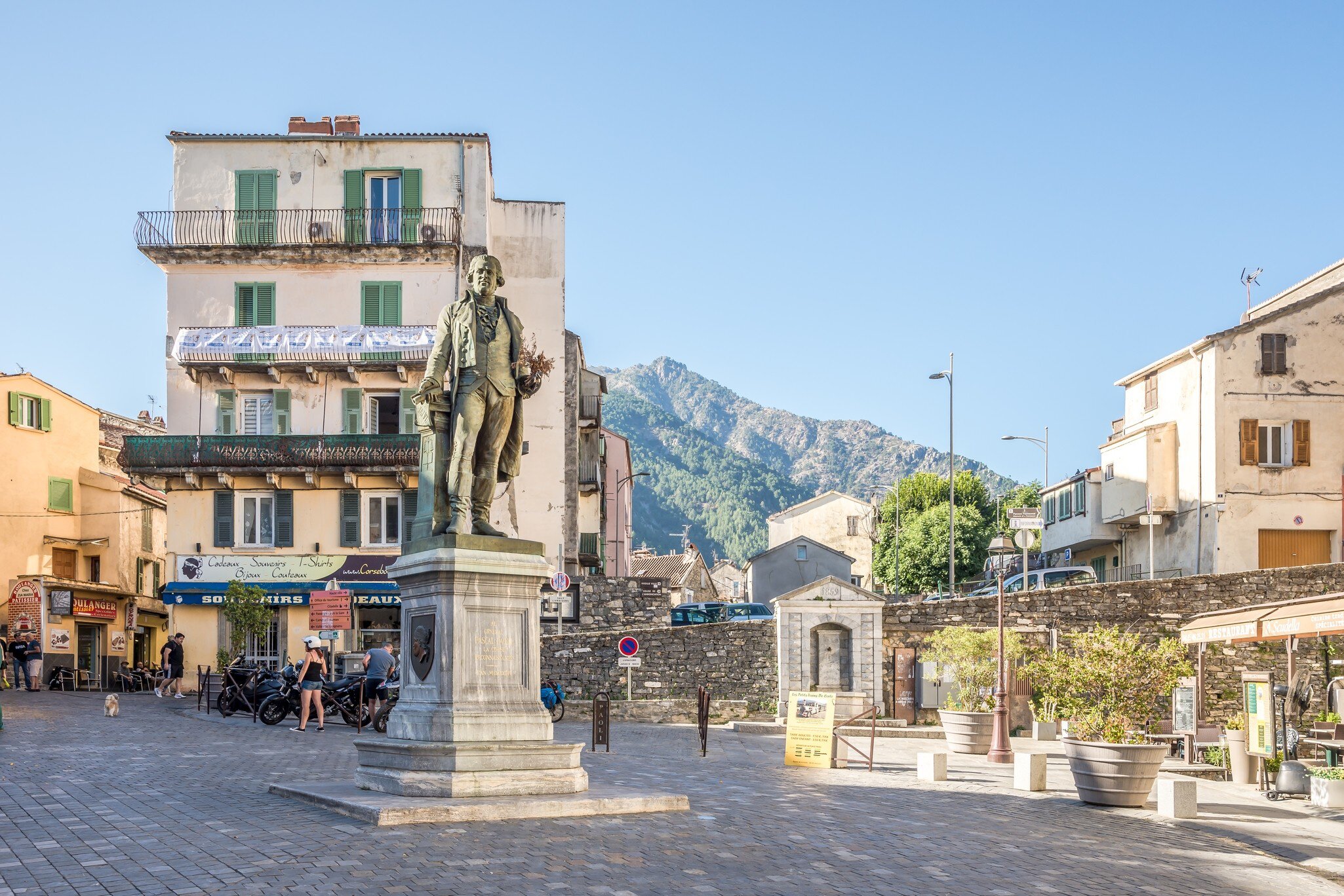 Monument at Paoli place of Corte town. Corte is a commune in the Haute-Corse department, on the island of Corsica, France.