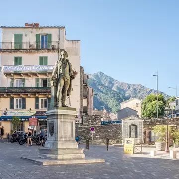 Monument at Paoli place of Corte town. Corte is a commune in the Haute-Corse department, on the island of Corsica, France.